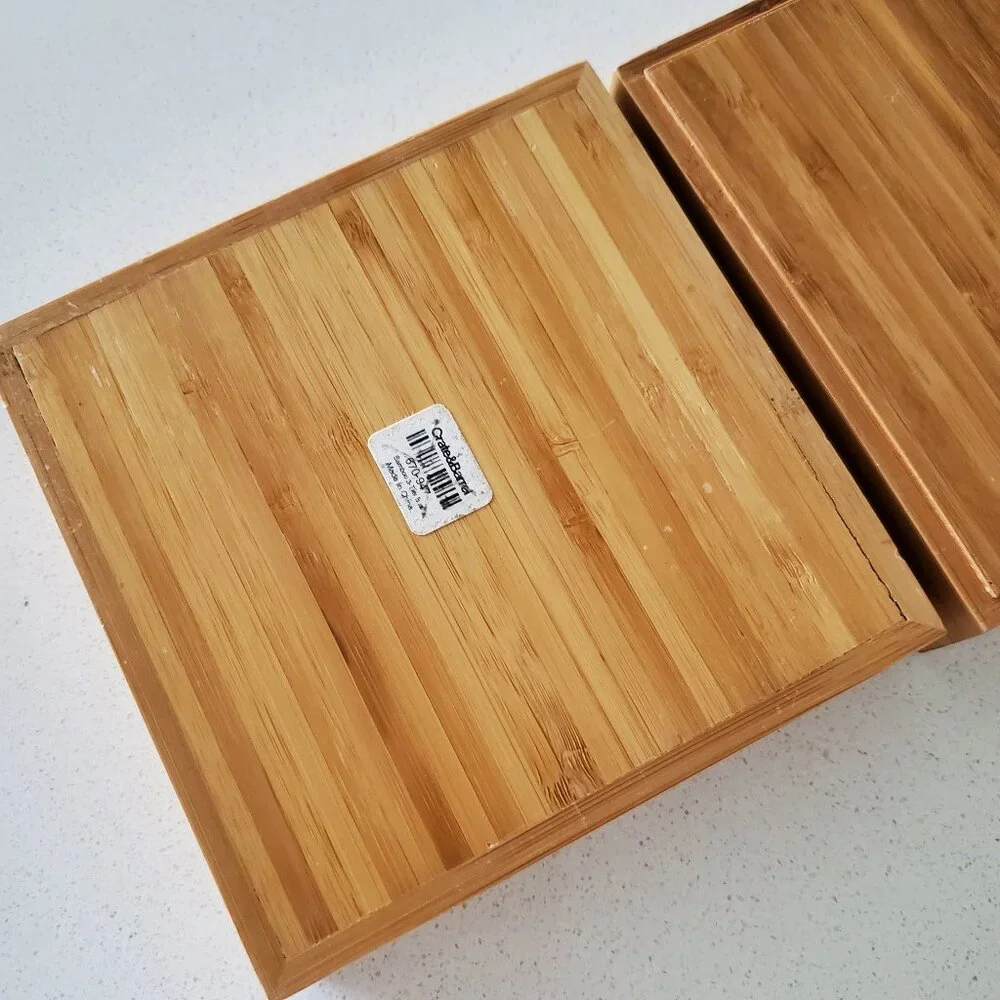 Crate & Barrel 3 Tier Bamboo Box Organizer, Jewelry Box